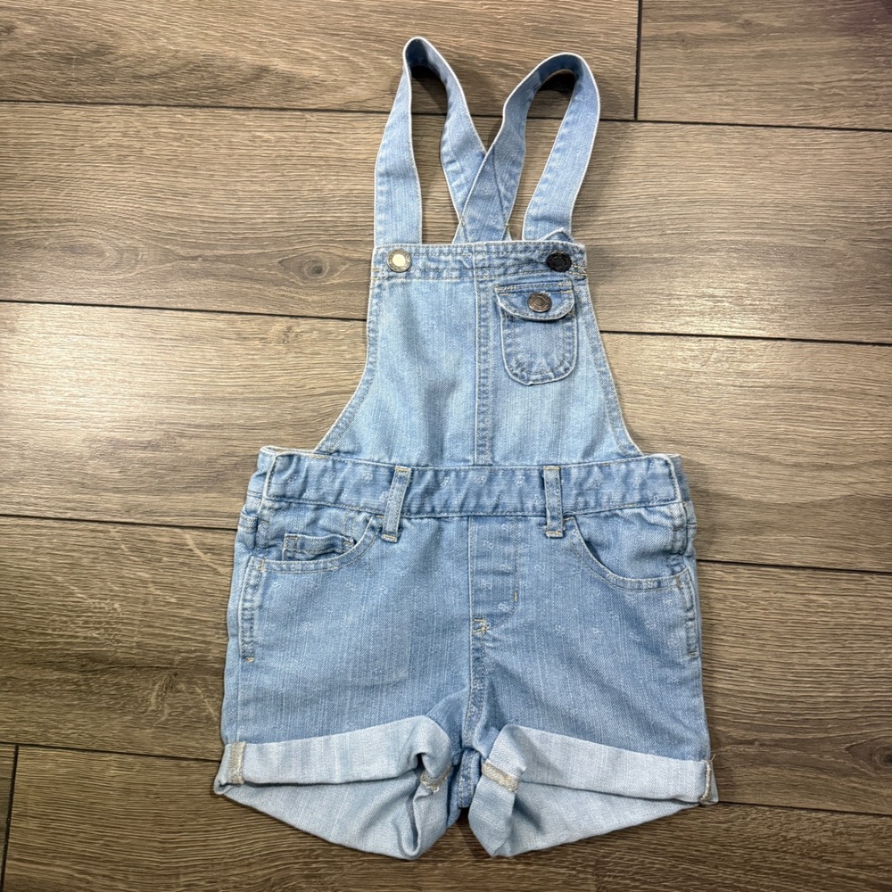 Childrens‎ Place Girls Light Wash Floral Denim Shortalls Overalls Size 5 2057738